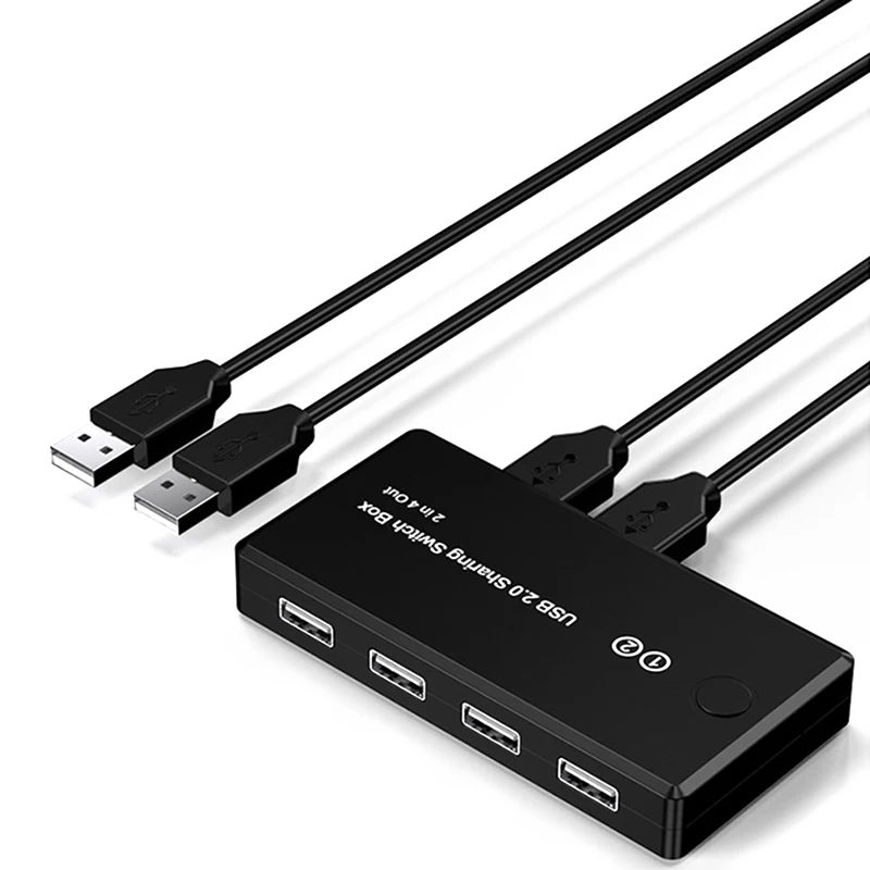 

2X4 USB 2,0 переключатель для соединения периферийных устройств, селектор для соединения с 4 USB-устройствами для клавиатуры, мыши, принтера