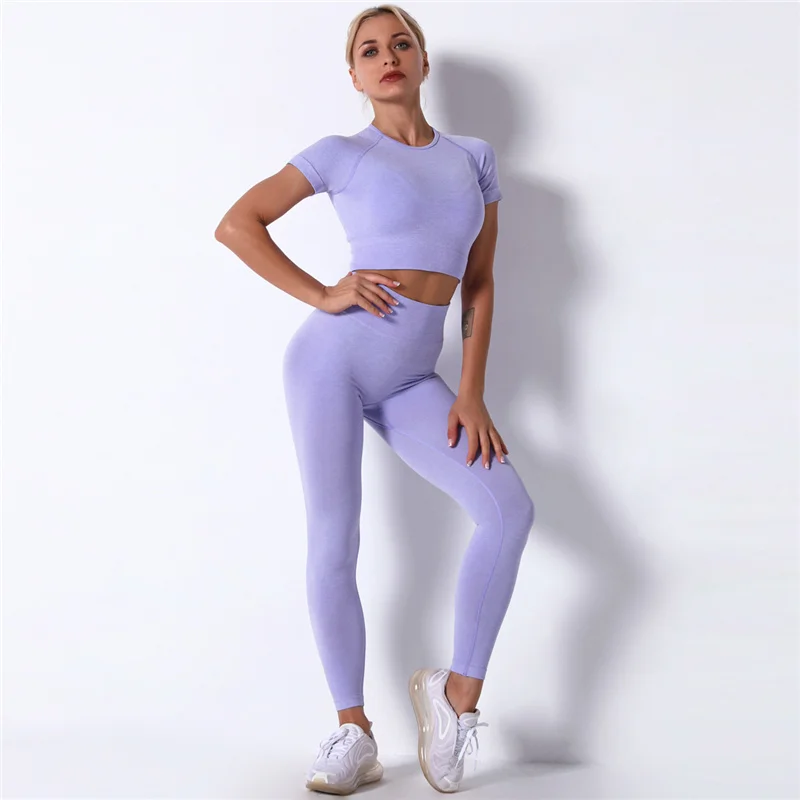 2/4PCS Seamless Leggings + Short Sleeve Crop Top + Sports Bra + Sport Shorts Yoga Set Sports Wear For Women Gym Clothing Sports Suit yoga set