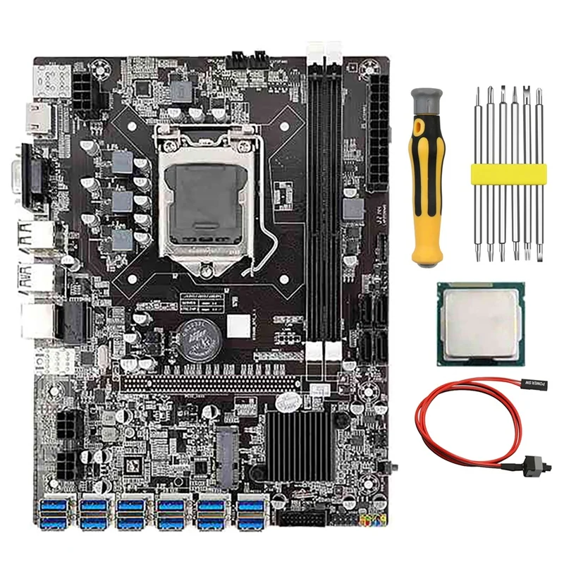 gaming pc best motherboard B75 BTC Mining Motherboard With G530/G630 CPU+Screwdriver+Switch Cable 12 USB3.0 To PCIE Slot LGA1155 DDR3 RAM SATA3.0 best motherboard for pc