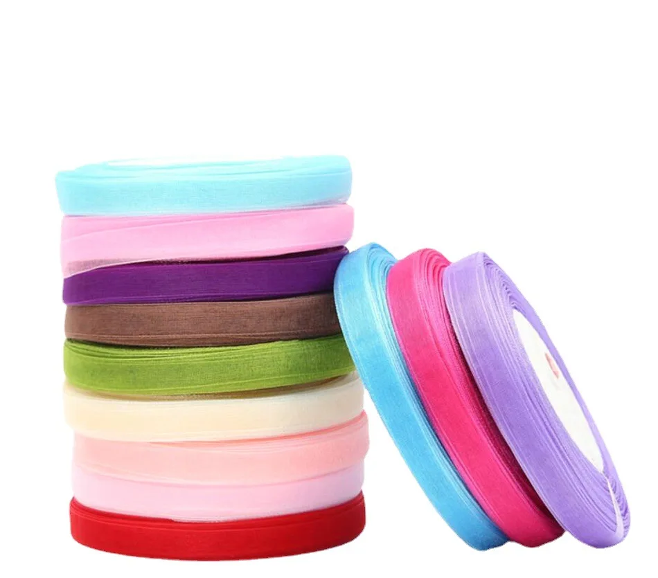 

10 Rolls 500Y 5/8'' Sheer Chiffon Ribbon Organza Ribbon for Wrapping Decorative Valentine's Day Wedding Birthday Bouquet Garland