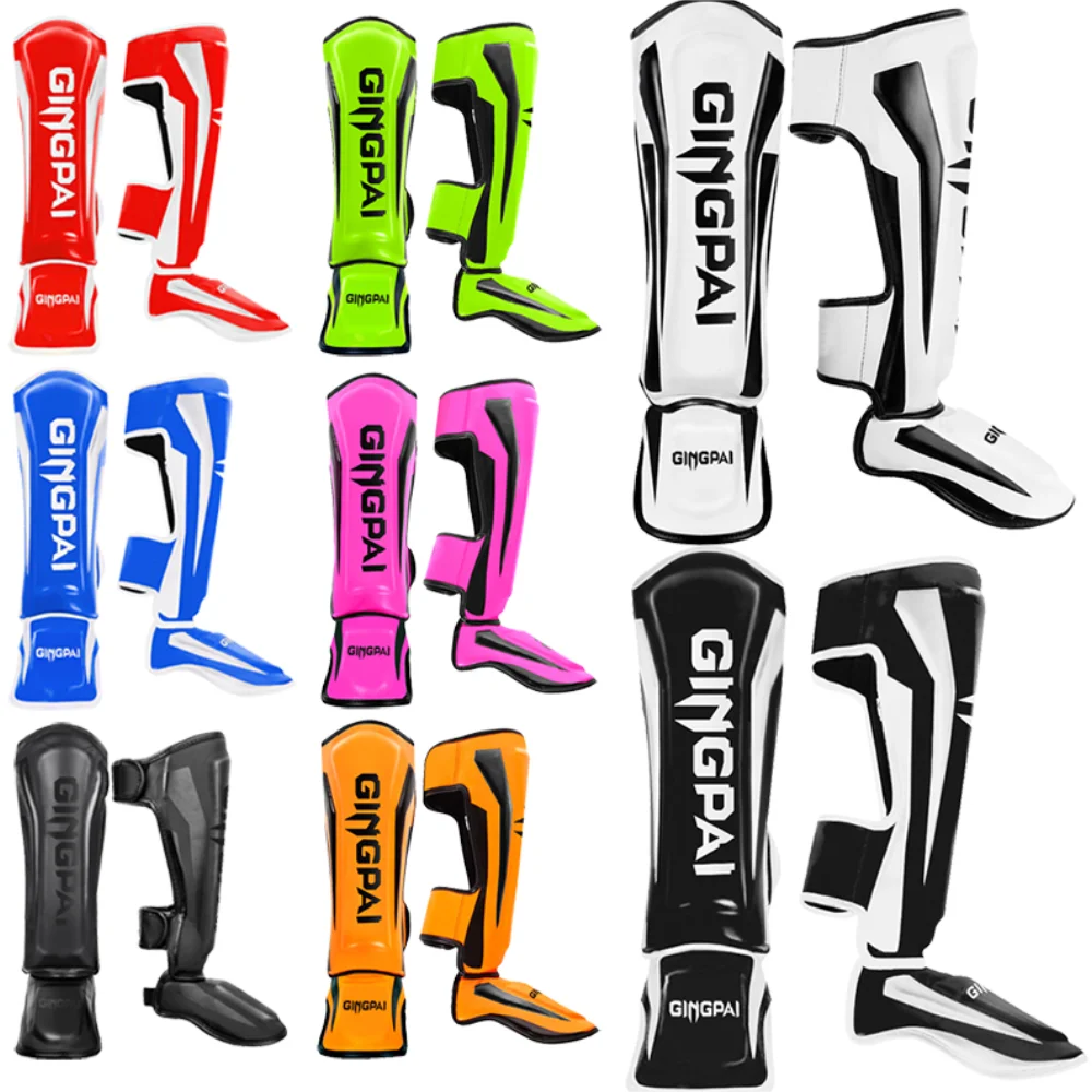 Kickboxing Shin Guards Kickboxing Leg Guards Shin Guard Pads Thicker Boxing Shin Guards PU Leather Protect Leggings Martial Art Muay Thai Leg Taekwondo Feet Ankle Karate Protector