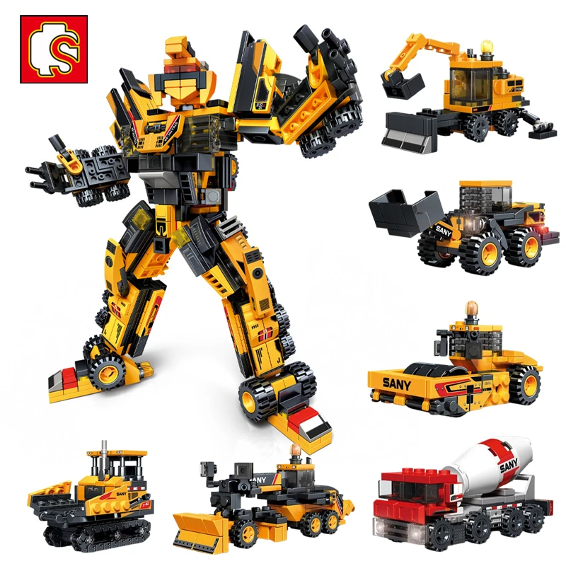 

SEMBO 6IN1 Heavy Engineering Man Transformation Mecha Building Blocks City Construction Vehicle Robot Bricks Kids Toys Boys Gift