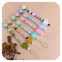 Baby Pacifier Clips Chain Silicone Leaf Beads Teether Toys Dummy Holder English Name Pacifier Chain Gift Customized Name 1