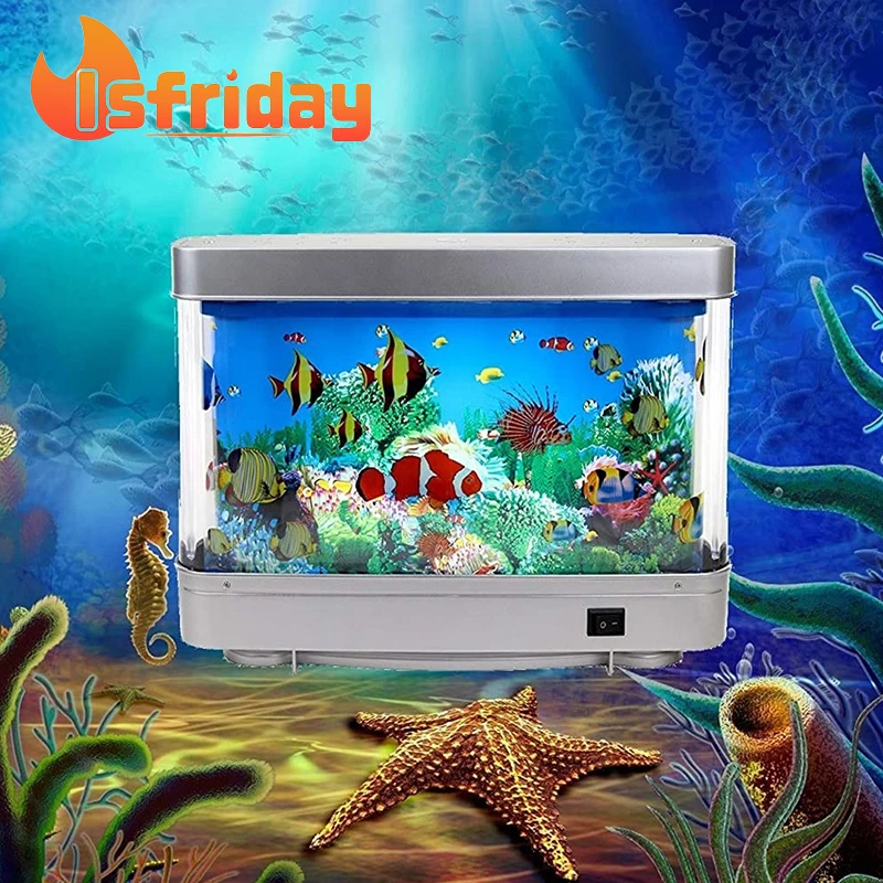 

Artificial Tropical Fish Tank Lamps Aquarium Decor Virtual Ocean in Motion Night Light For Household Halloween Xmas Gift Toy