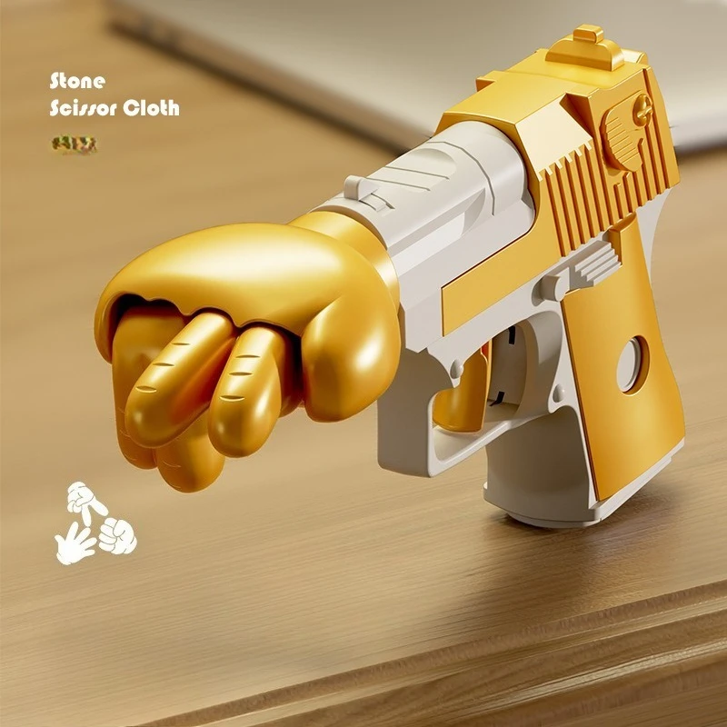 Viral Rock Paper Scissors Shooter Gun - Interactive Tabletop Game with 3-in-1 Action Buttons, Stress Relief Toy