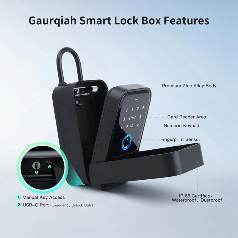 Smart Key Lock Box, Fingerprint, Control, Key, Password, Access Card, Bluetooth Unlock, Office Security-Wall-Mounted