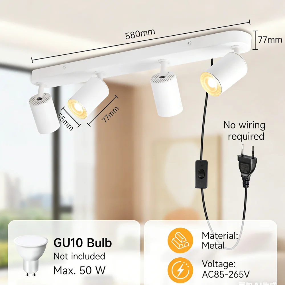 ตัวเลือกสินค้า ไฟสปอตไลท์ LED ติดเพดาน สวิตช์ปลั๊ก หลอดเปลี่ยนได้