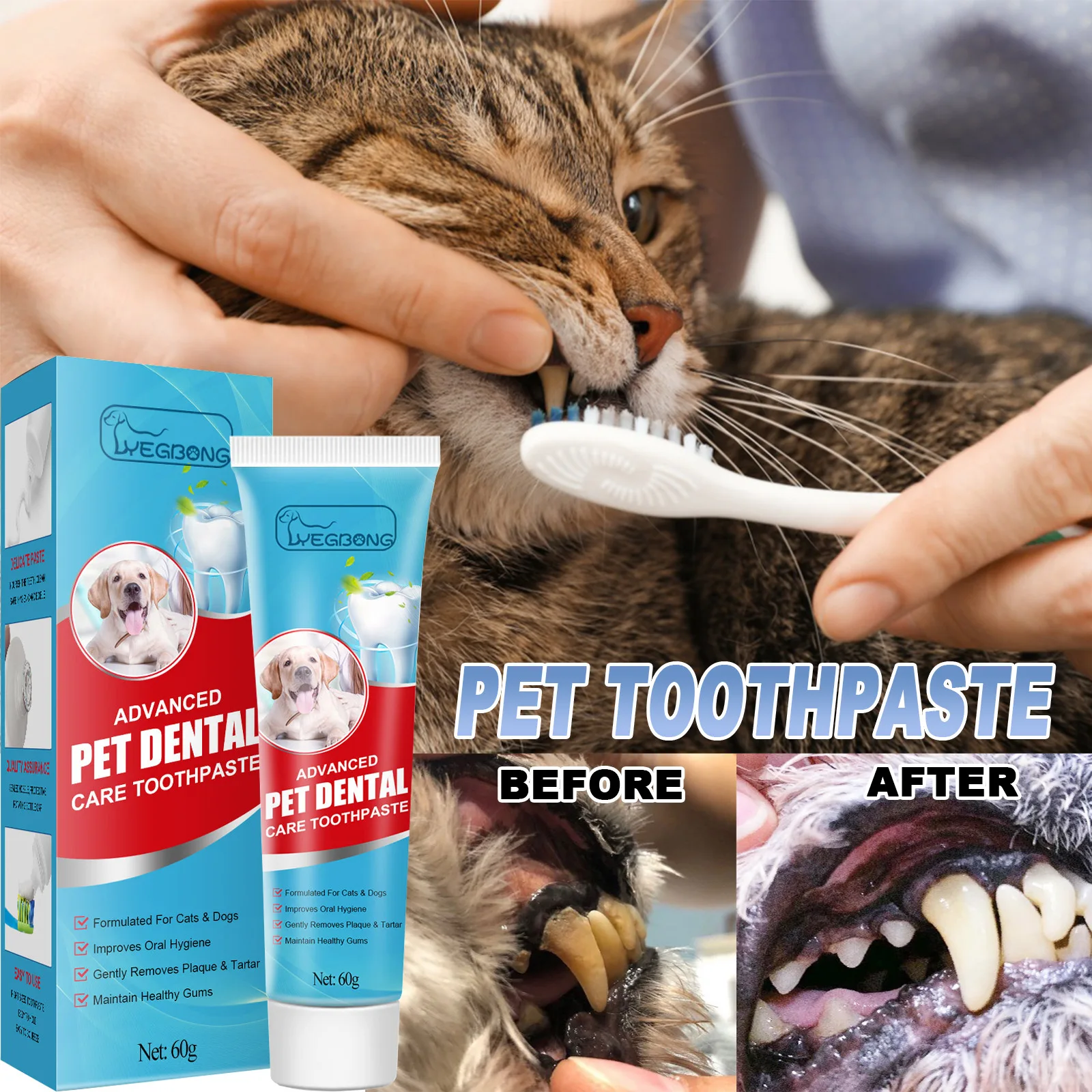 Pet Toothpaste Dog Bad Breath Tartar Cleaning Cat Oral Care Edible Fresh