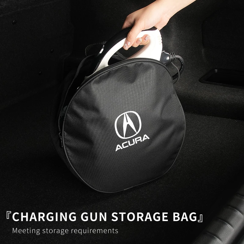 Car Charge Cable Case Organiser Waterproof Charging Gun Storage Bag For Acura MDX RDX TSX RSX Integra TL RL NSX TLX ILX ZDX RLX