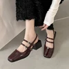 ​Women's Square Toe Chunky Heel Mary Jane Shoes 2025 Summer Bestseller Retro Elegant Versatile Closed Toe Sandals for Women​