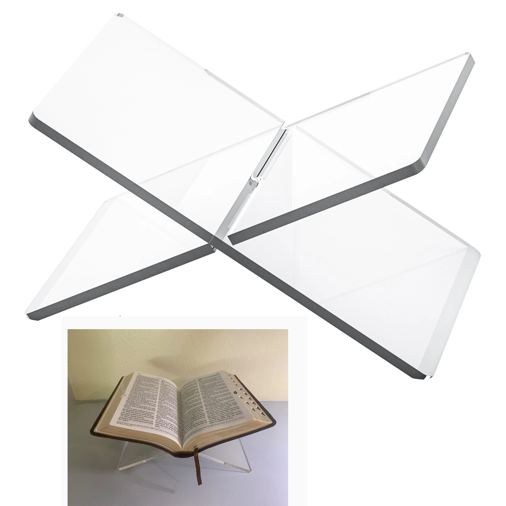

Clear Acrylic Book Stand Open Book Holder Small Book Display For Lightweight Books, Magazines, Recipe, Coffee Books, Art Books