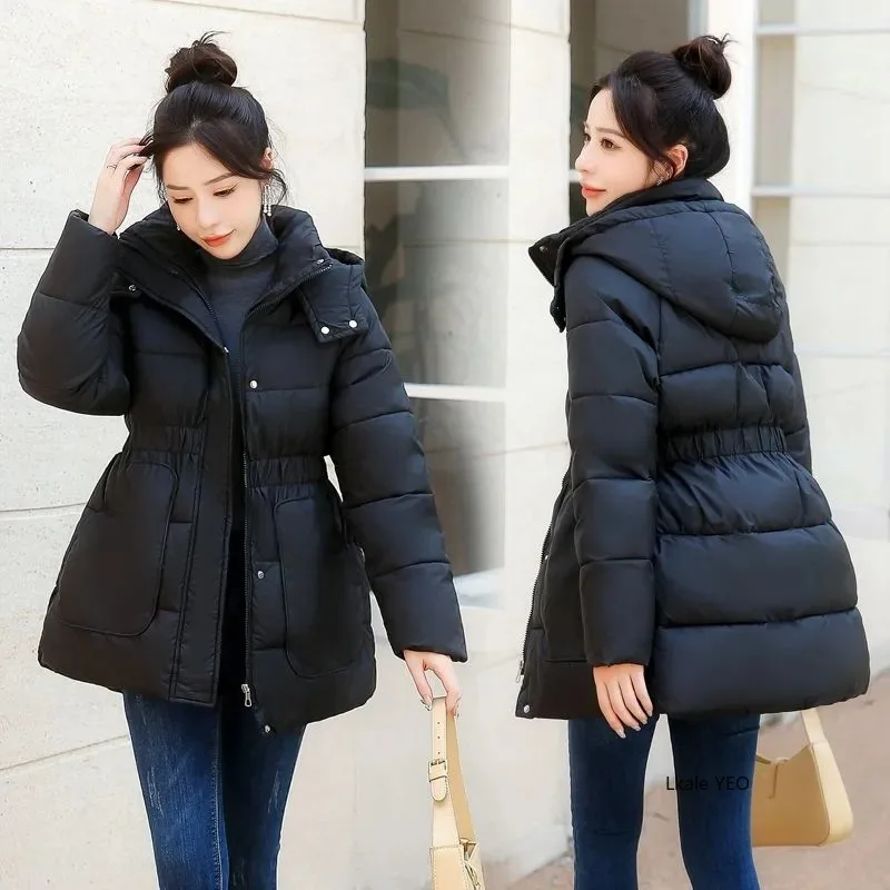 Ladies Down Cotton Jacket 2025 Hooded Loose Comfortable Women's Winter Parka Coat Korean Version Thicken Female Outerwear