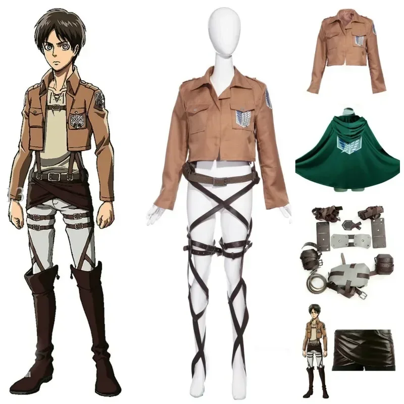 

Attack On Titan Cosplay Costume Anime Eren Jaeger Outfits Hange Zoe Cosplay Outfit Jacket Belt Legion Coat AOT Full Set