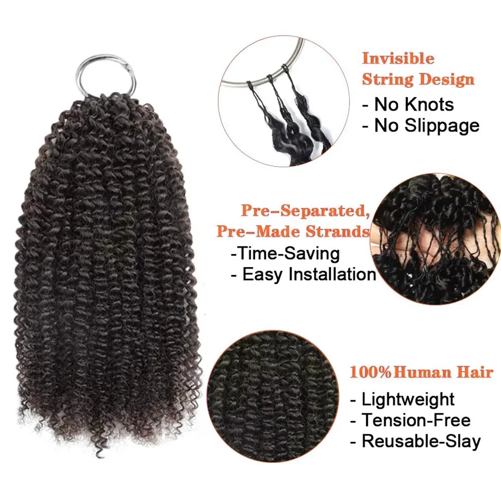 Kinky Curly Human Knotless Pre-Separated Crochet Hair Extensions The 3rd Generation Feather Crochet Invisible Knots For Women 2