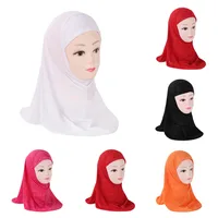 2025 New Beautiful Bright Colors Small GirlS Amira Hijab Fit 2-5 years Old Kids Pull On Islamic sScarf Head wrap
