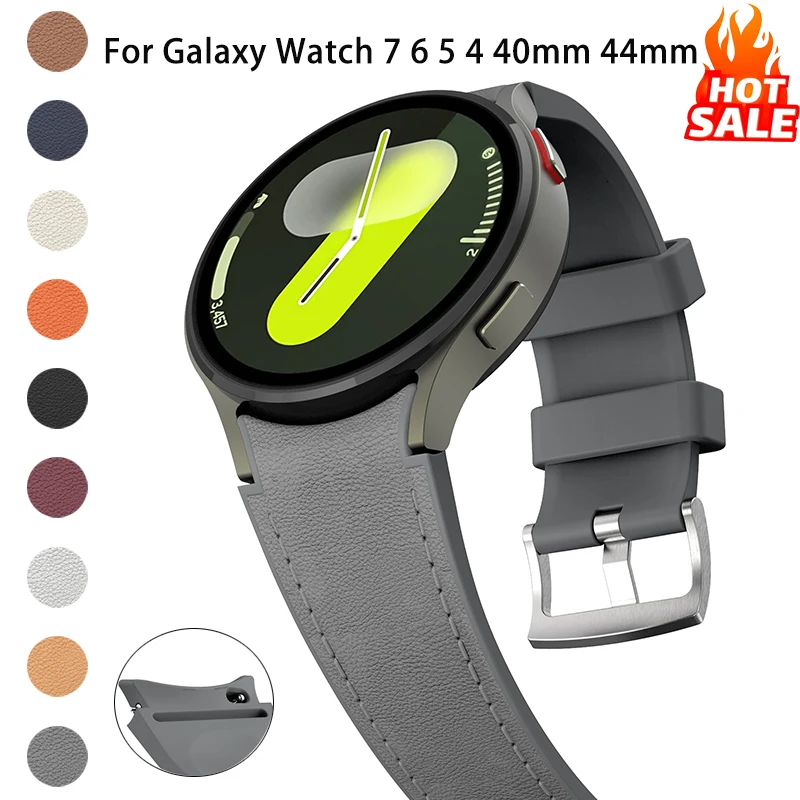 Elegant Silicone & Leather Watch Strap Bracelet, 40mm-47mm