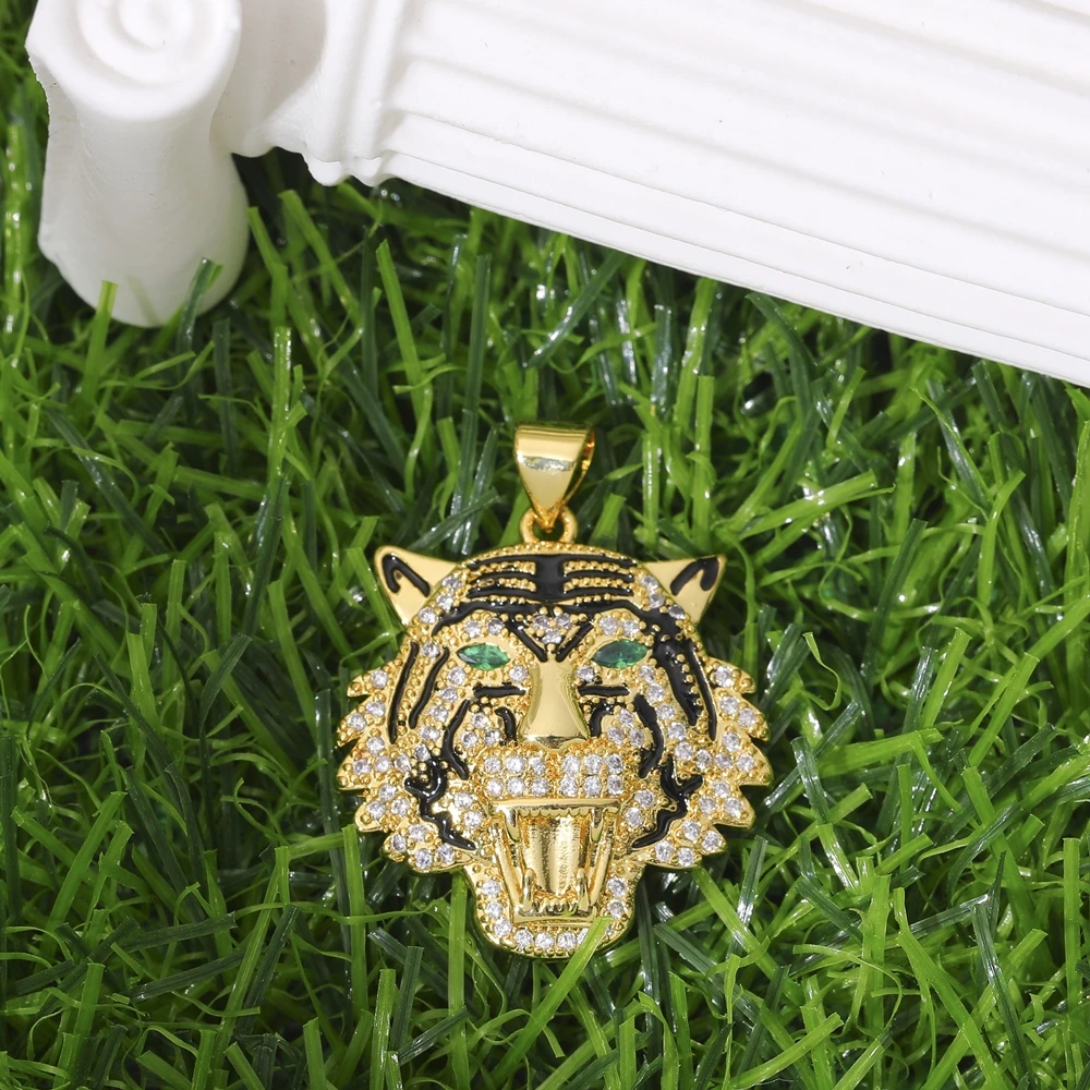 Juya handgefertigte Micro-Pavé-Zirkon-Anhänger mit 18 Karat vergoldeten Tiermotiven (Panther, Löwe, Leopard) für DIY-Schmuckherstellung für Frauen, luxuriöser Anhänger. – Detail 14