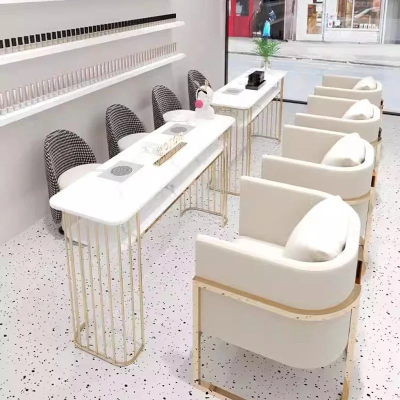 White Portable Nail Table Modern Vacuum Cleaner Designer Table Manicure Nail Professional Mesinha Manicure Salon Items MQ50NT