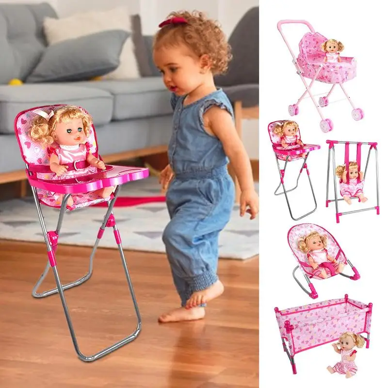 

Stroller For Doll Nursery Role Play Playset Stroller Swing Rocking Chair High Chair Bed Role Play Toys For Girl
