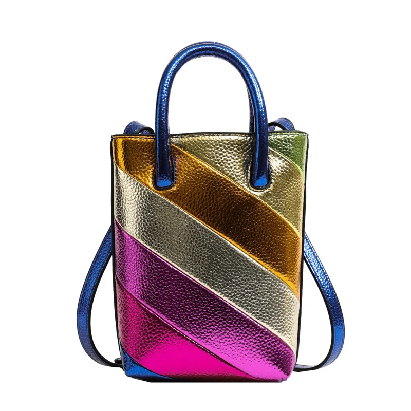 

Shoulder Fashionable New Bag Stripes Handbags For Women Bucket Mobile Phone High-Quality Messenger Versatile Luxury Casual Y2k