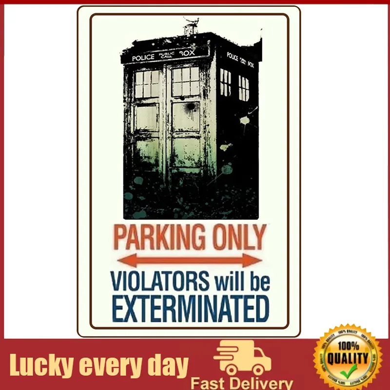 Tardis Parking Only Sign Vintage Metal Signs Metal Tin Sign Retro Tin Sign Wall Art Funny Poster Wall Signs For Bar Cafe Men