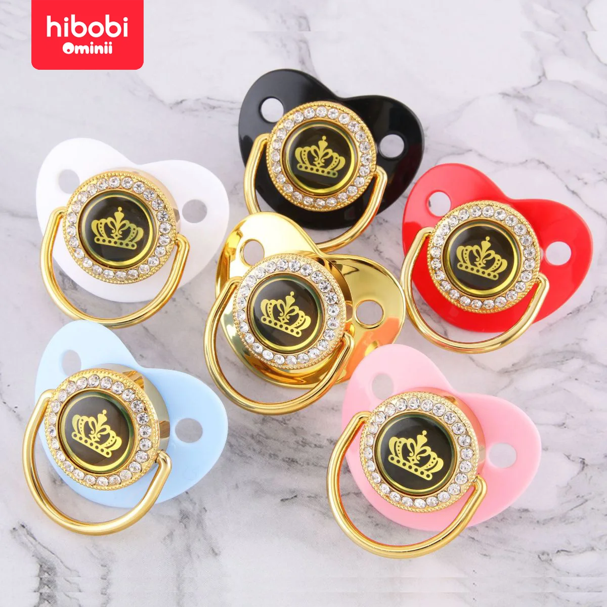 

Hibobi детская латексная Соска-пустышка с узором короны Золотая Корона Детская Соска с зажимами цепочка силиконовая соска подарок для будущей мамы