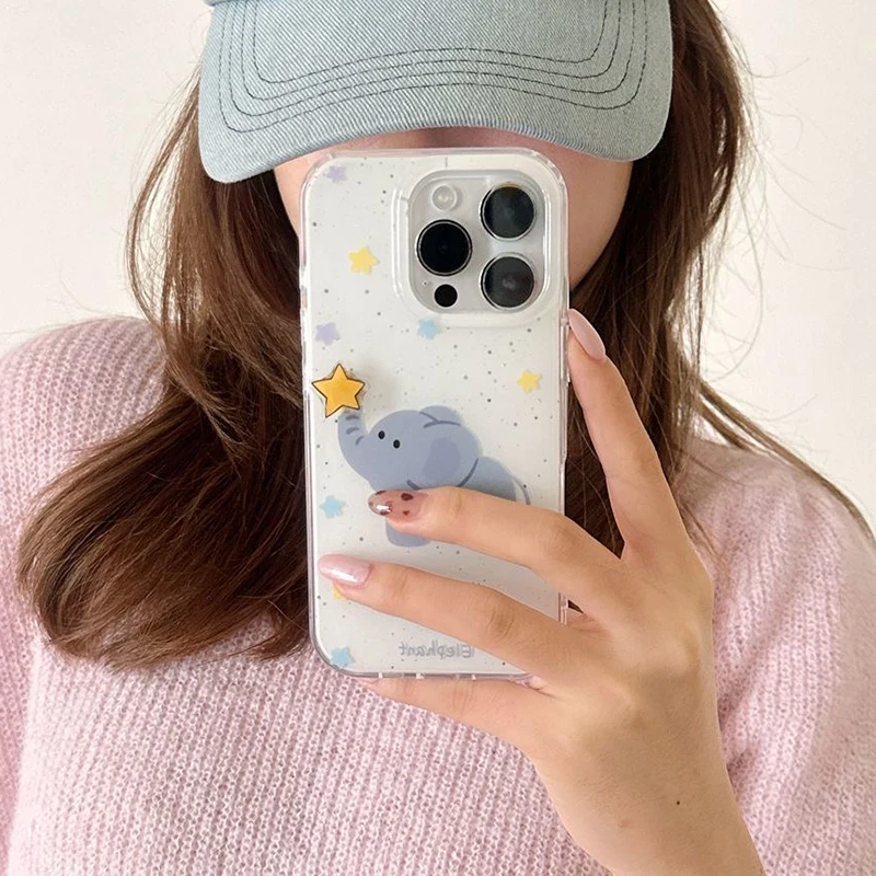 3D Rotary Star Elephant Nose White Acrylic Phone Case