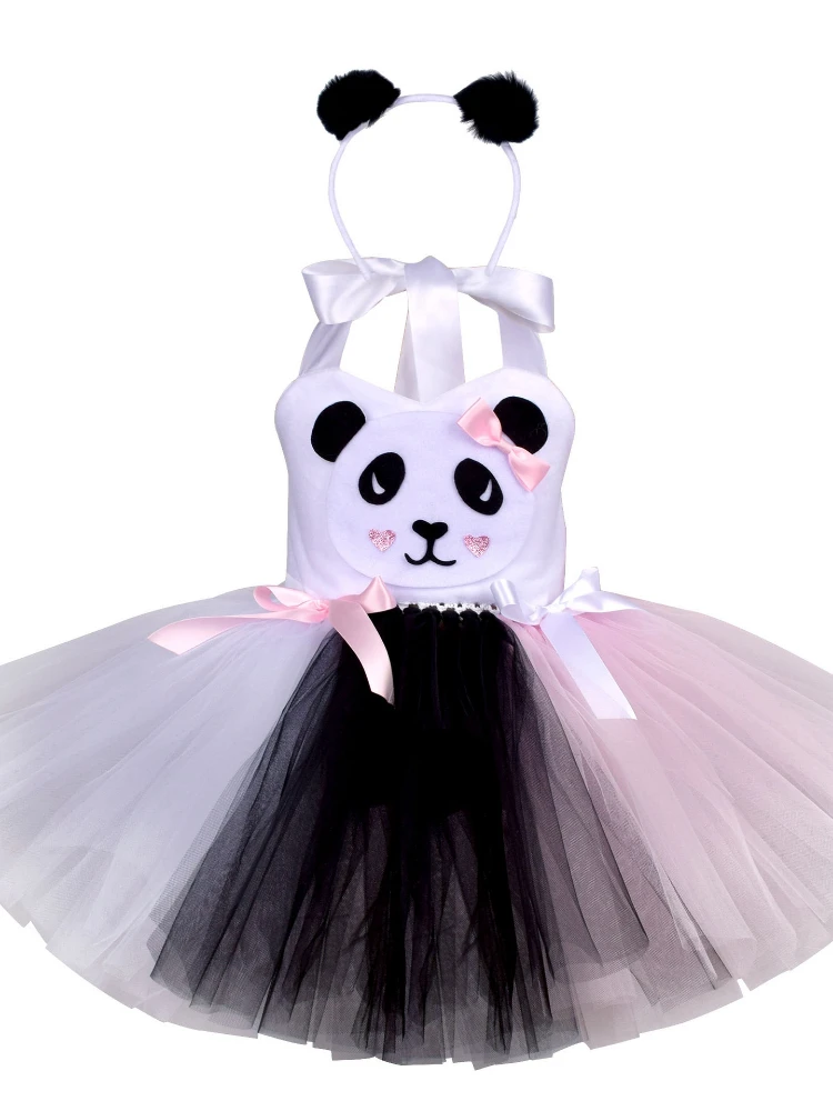 Festival Panda Cosplay Costume Girls Tutu Dress Fancy Carnival Birthday Fantasy Children Candy Rainbow Vestido Tutu Dress