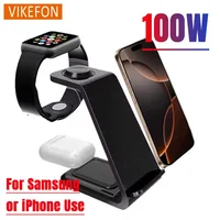 100W 3 In 1 Fast Wireless Charger For iPhone 16/15/14/13/12 Samsung S24/S23/S22  Apple Watch 9/8/7 Galaxy 7/6/5 Charging Station