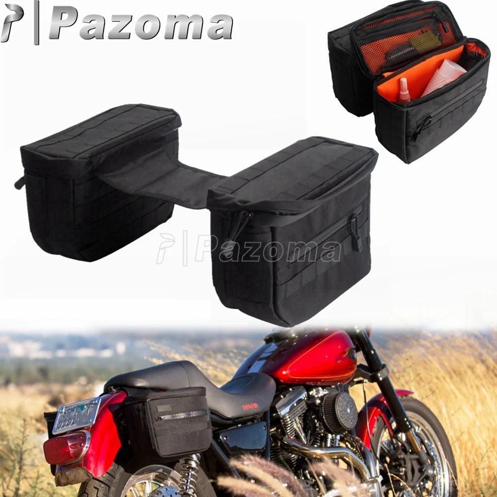 Denier Ballistic Nylon Motorcycle Saddlebags For Harley Dyna Softail Sportster Side Tool Bags