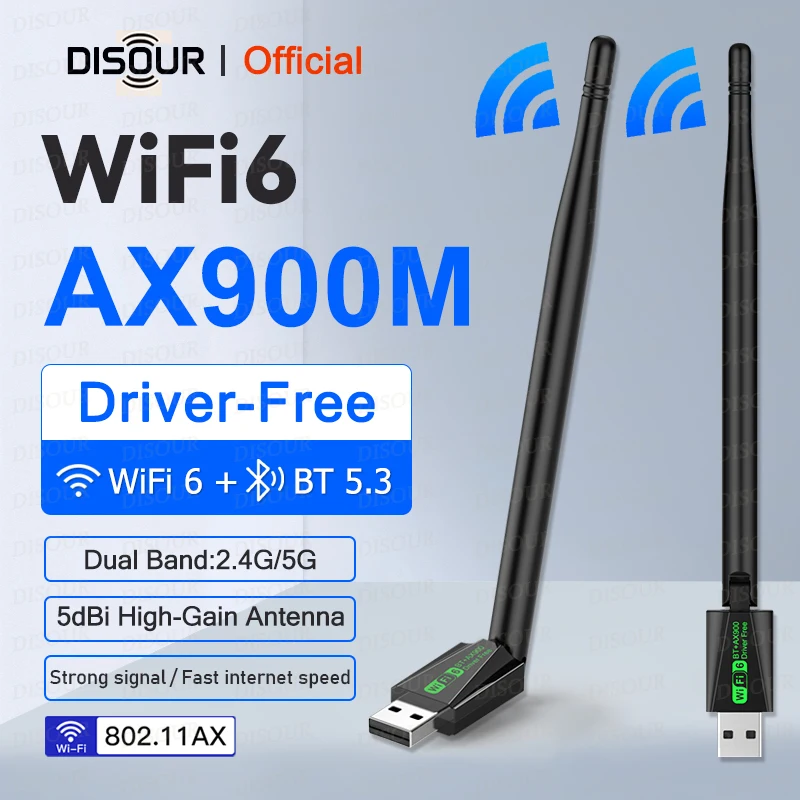 AX900 WiFi 6 Wireless Network Card Antenna Bluetooth 5.4 2.4G/5Ghz Dual Band WiFi Adapter 900Mbps Dongle Driver Free