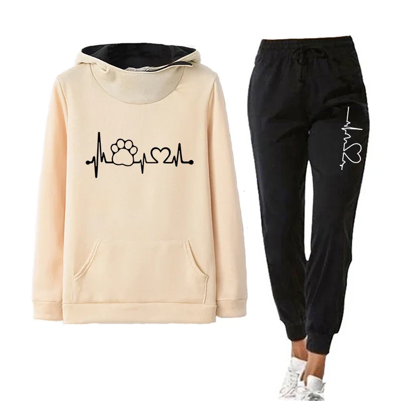 Autumn Winter Women Tracksuits Fashion Two Piece Sets Ladies Jogging Suits Sports Wear Casual Hoodies+Sweatpants Female Outfits ins spring and autumn versatile sports jeans ladies fashion brand trend trousers loose solid casual straight pants women jeans