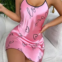 Babydolls Satin Slip Dress Spaghetti Strap Nightdress Women's Lingerie Pastel Pink Sleep Dress Sleeveless Camisole Dress Lilac
