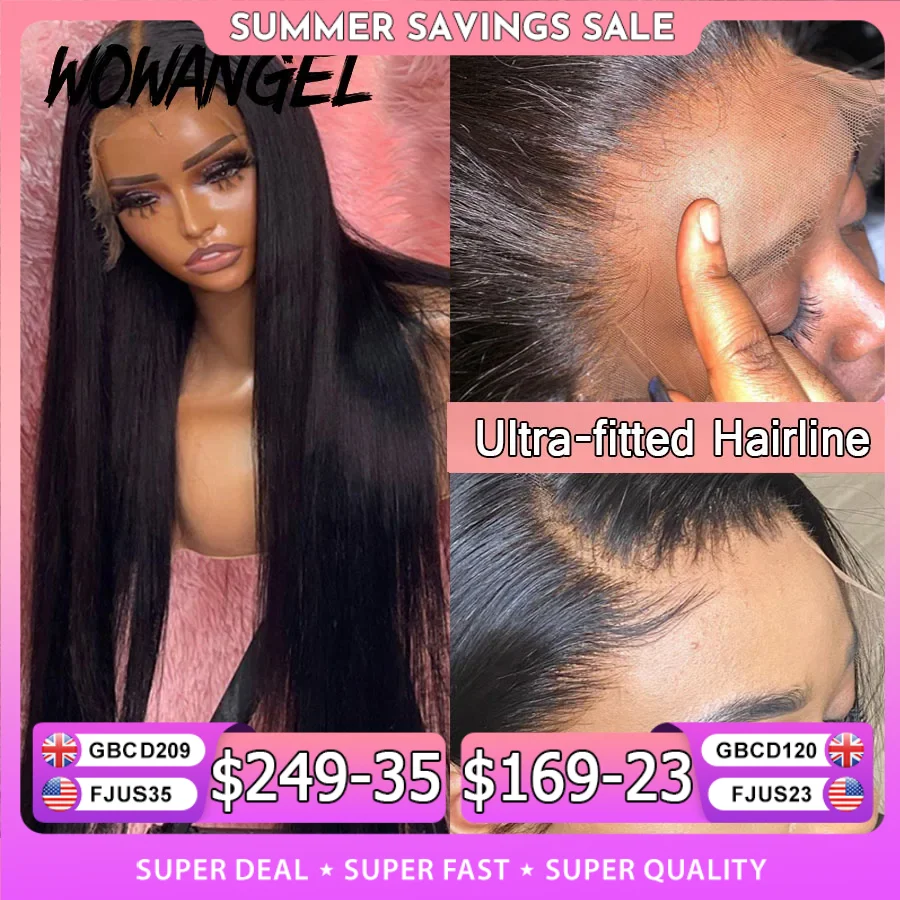 34inch Real HD Lace Front Wig Pre Plucked Straight Wigs 13x6 HD Transparent Lace Frontal Human Hair Wig Brazilian Hair For Woman