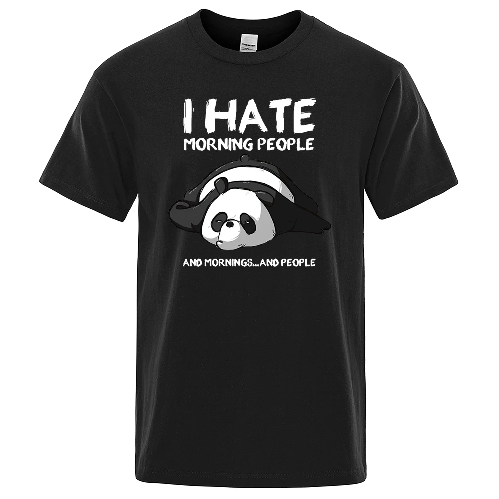 Funny Little Panda I Hate Morning People Prints Maschio Manica Corta Vintage Fashion Clothes Summer Traspirante Mens T-Shirt In Cotone