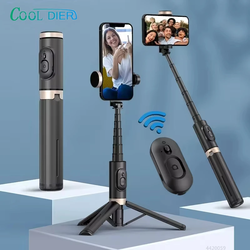 Bluetooth Selfie Stick Foldable Wireless Tripod with Bluetooth Shutter Monopod Live Photograph for Smartphone