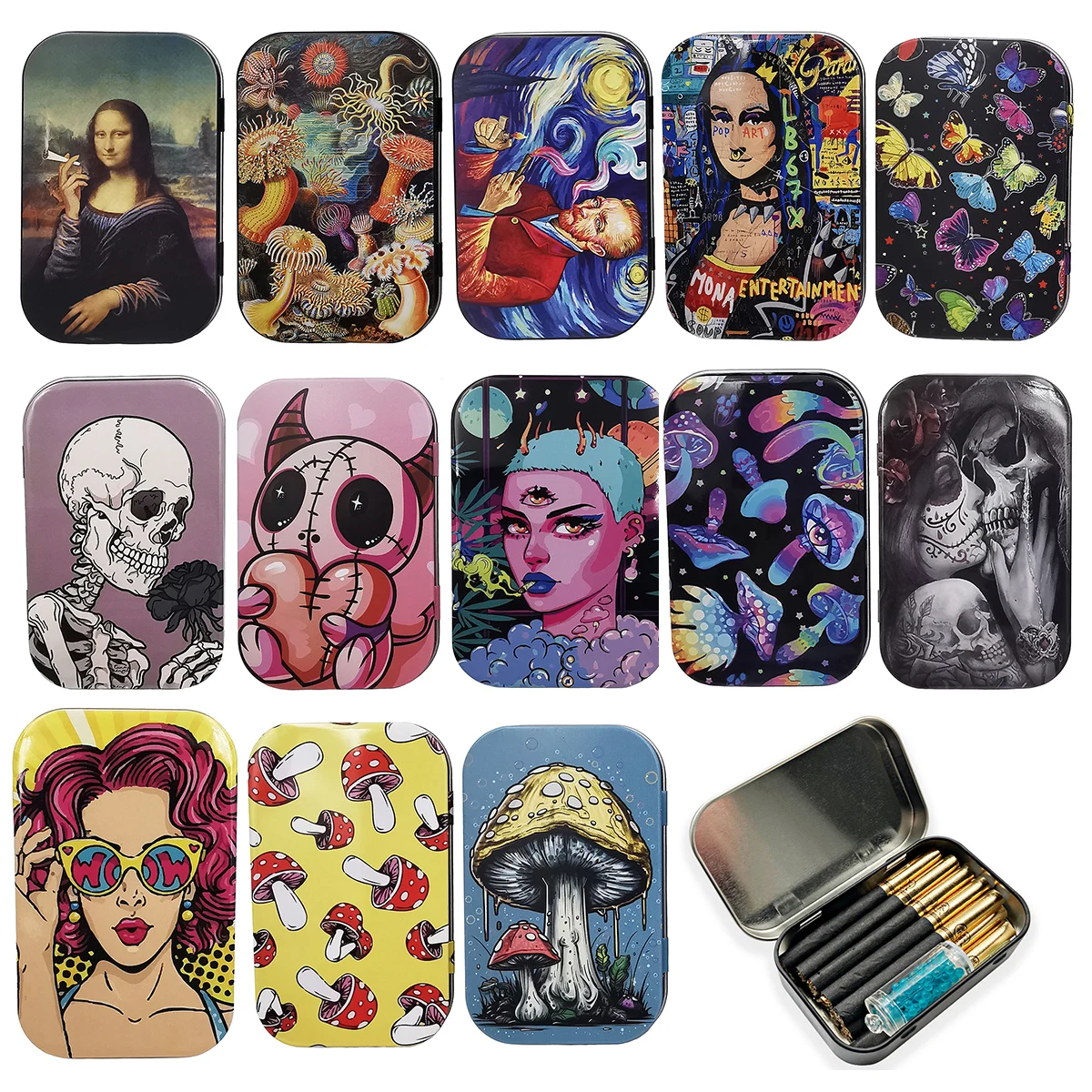 Flip Cap Cigarette Case and Multipurpose Tinplate Storage Box