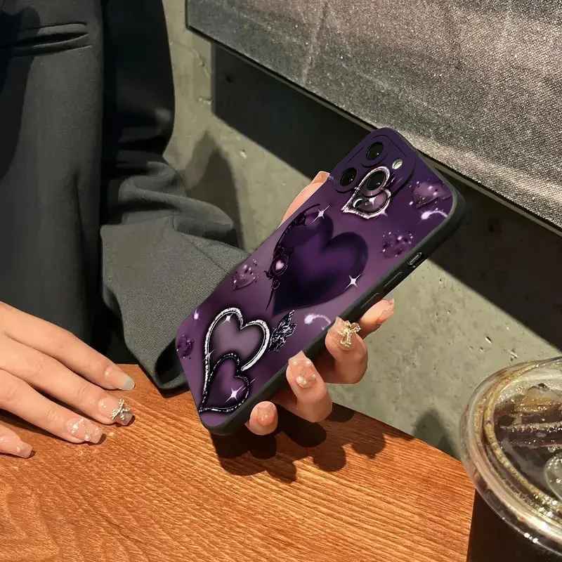 Heart-Shaped Purple Phone Case - Stylish Protective Cover