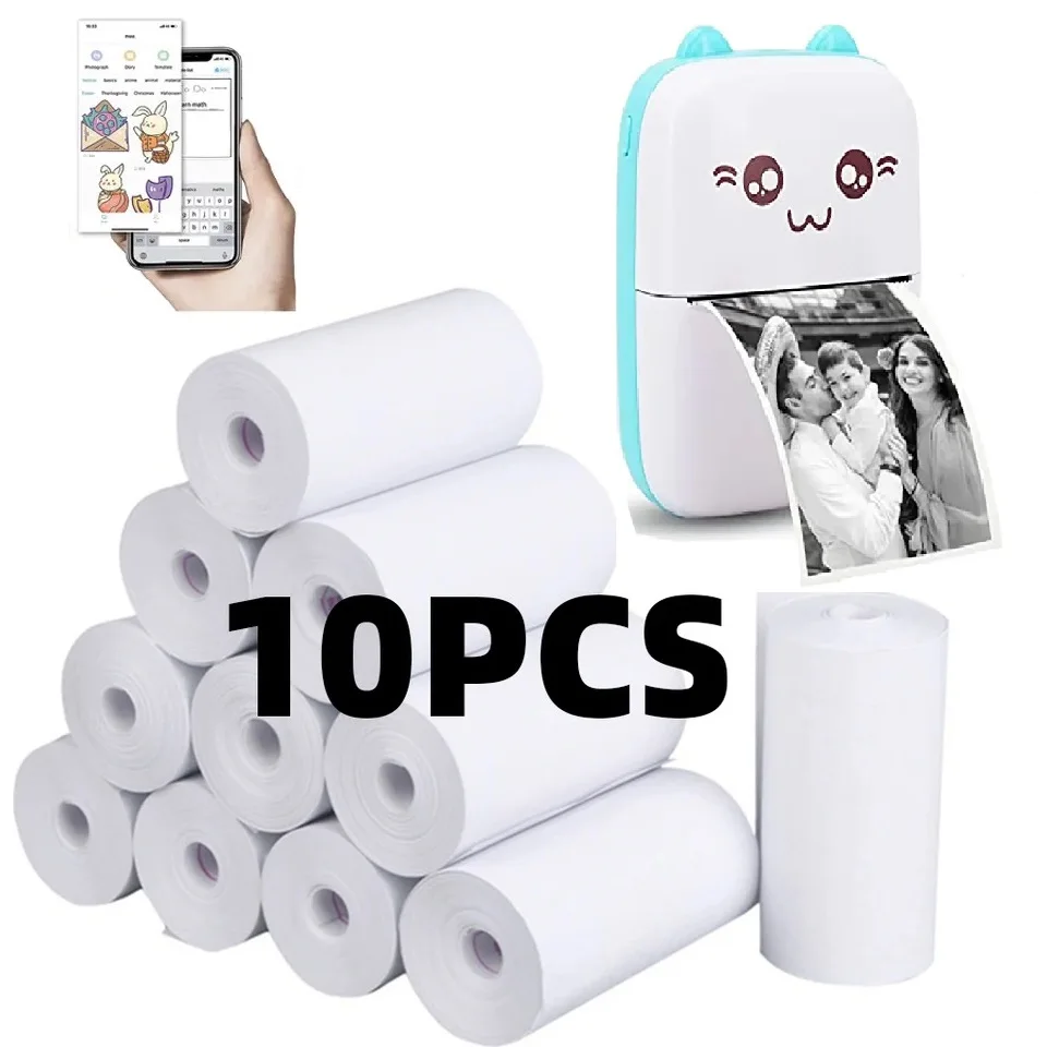 10 Rolls Thermal Printing Paper Mini Printer Paper 57mm Width White Continuous Children's Instant Camera Supply instant camera refill paper instant camera paper