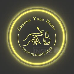 Personalized Pink LED Neon Sign with USB and Switch Control for Nail Salon and Home Décor (Gold Yellow)
