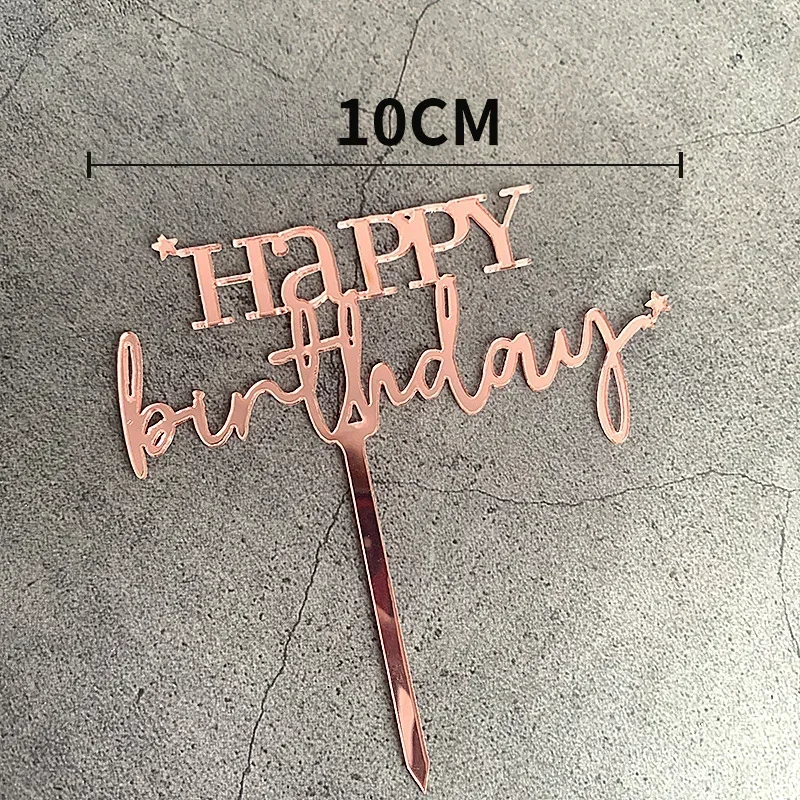 Acrylic Happy Birthday Cake Topper Heart Cake Decoration  Baby Shower Party Kids Favors Decoration Supplies Birthday Decoration