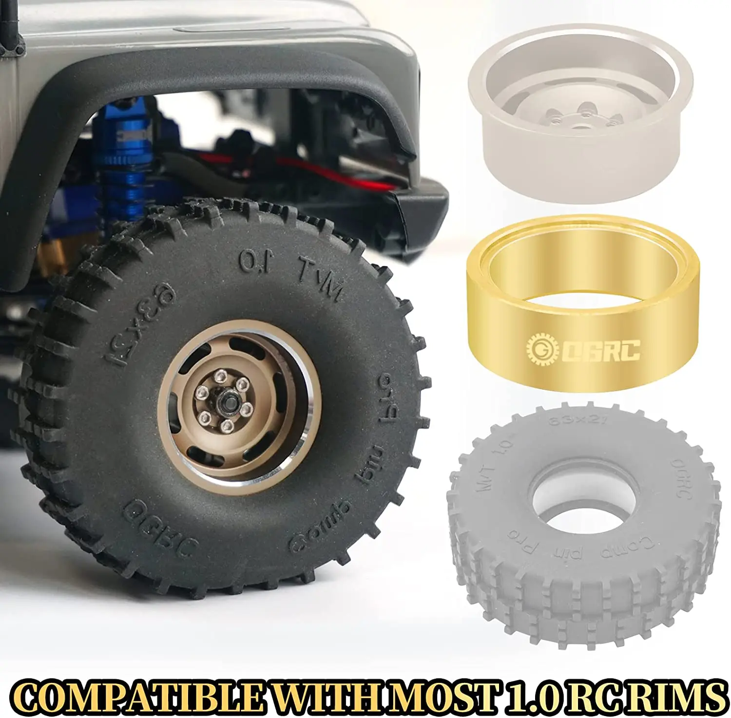 4pcs Brass Beadlock Rings For SCX24 & TRX4M RC Crawlers - Fits 1.0" Wheels, 13.6g Each For Better Traction & Stability