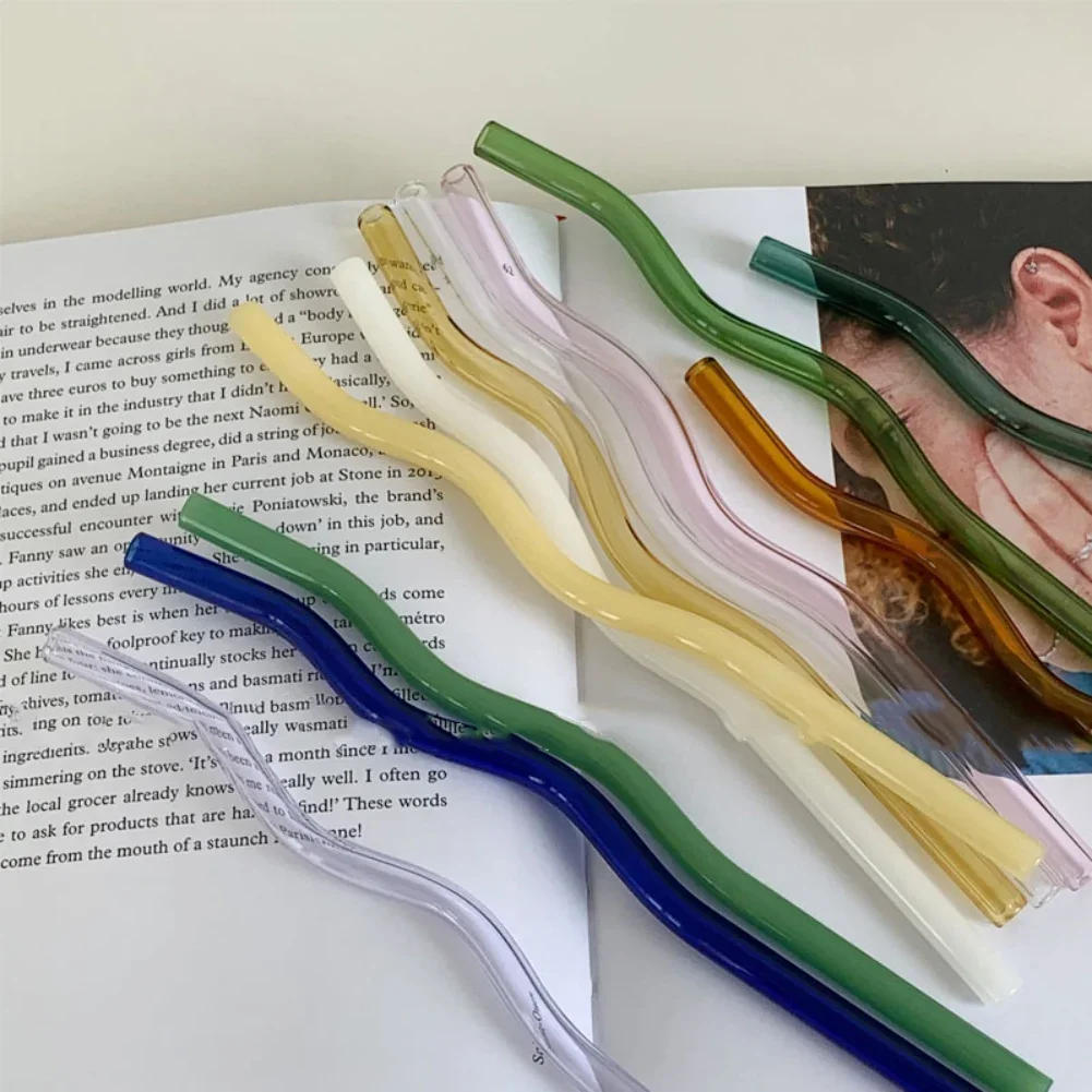 Reusable Glass Straws for Smoothie Milkshakes Tea Juice Cocktail Eco-friendly High Borosilicate Glas drinking straws glass straw set