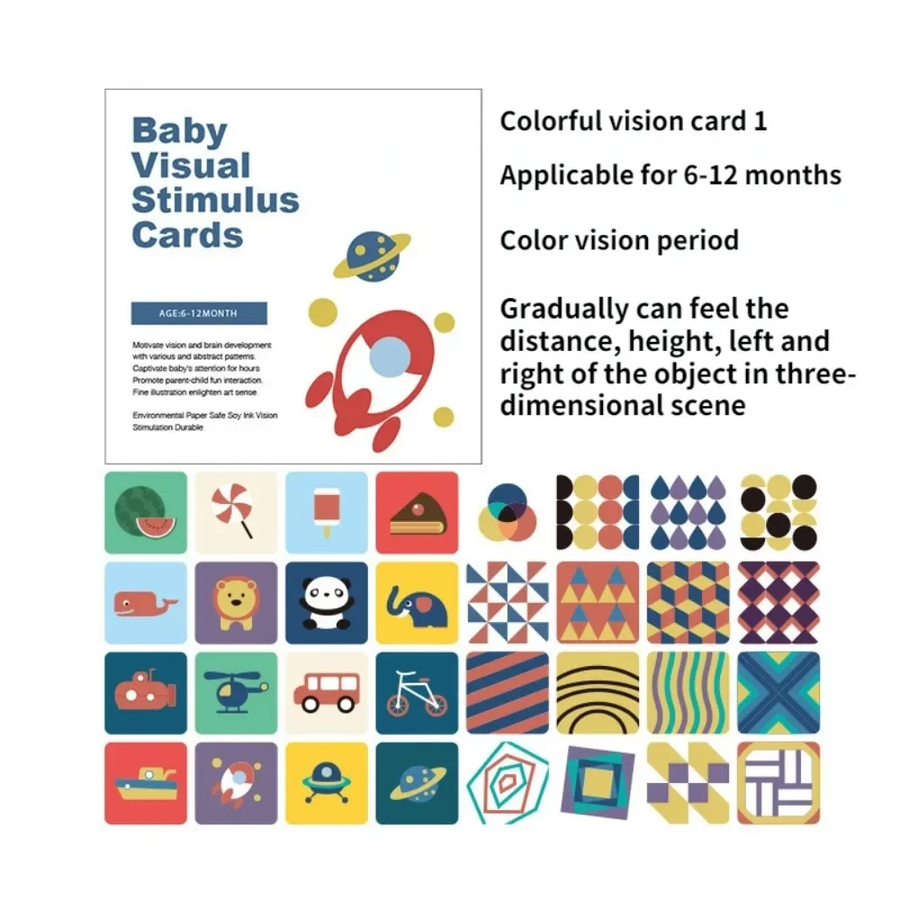 Montessori Toys Baby Visual Stimulation Cards Black and White High Contrast Flash Cards Learning Educational Toys for Children 6