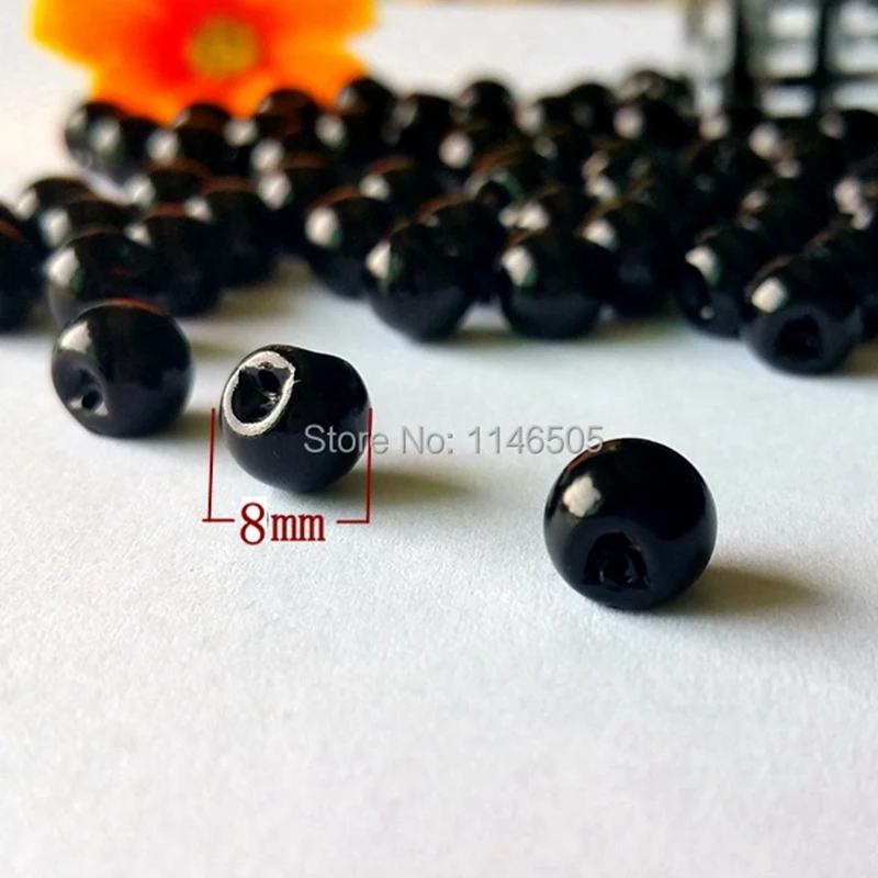 50pcs/lot 8mm side hole pearl buttons for Craft clothes sewing Black DIY sewing eye doll toy eye. 2