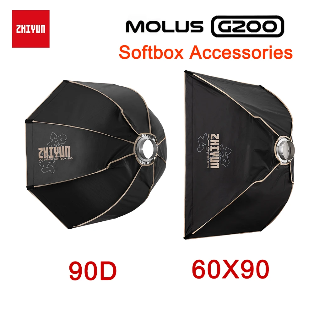 Zhiyun Soft Box Per Molus G200 Led Video Photography Light 90D / 60 X90 Parabolic Softbox Bowens Mount Per Foto Studio Camera