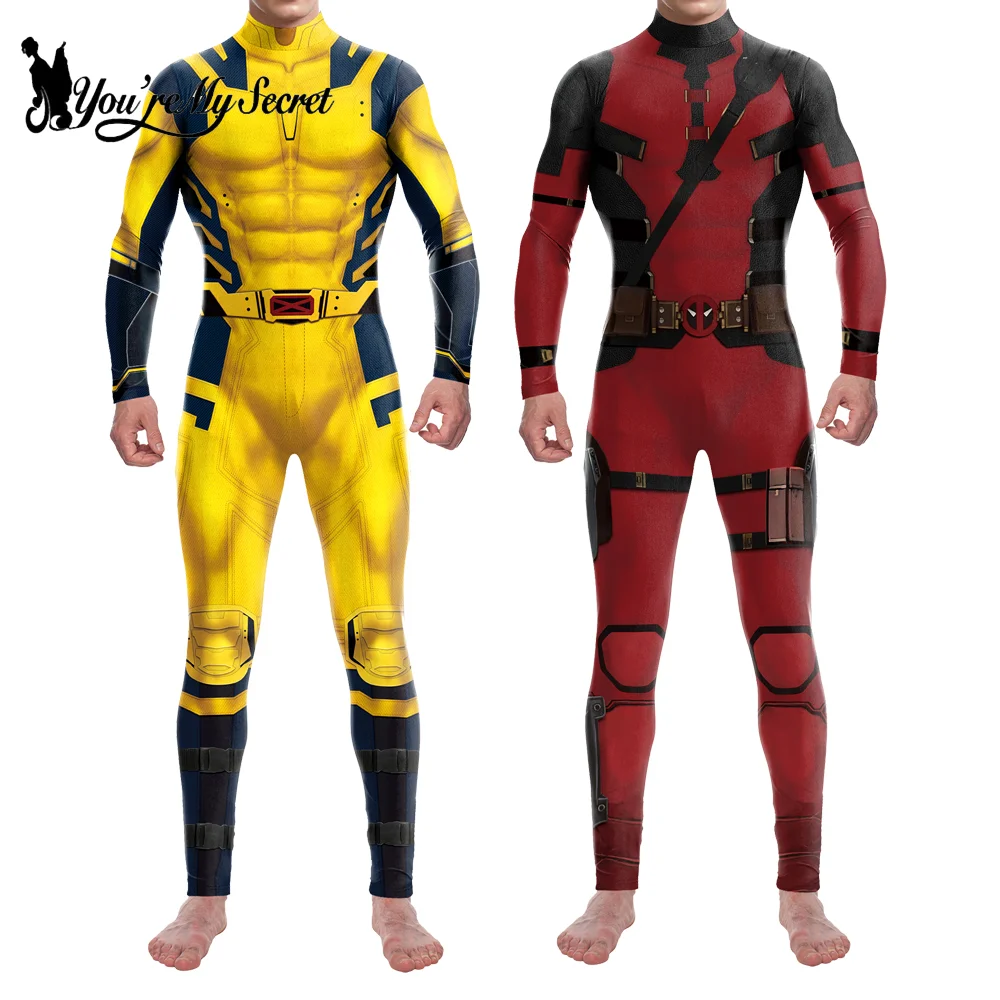 Cosplay Costumes Men Superhero Movie Deadpool Wolverine Hallloween Jumpsuit Performance Party Zentai Bodysuits