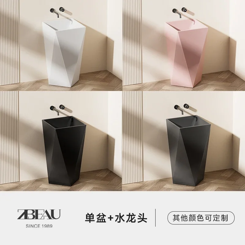 Three-Dimensional Column Wash Inter-Platform Basin Integrated Floor Ceramic Hotel Wash Basin Balcony Single Bathroom