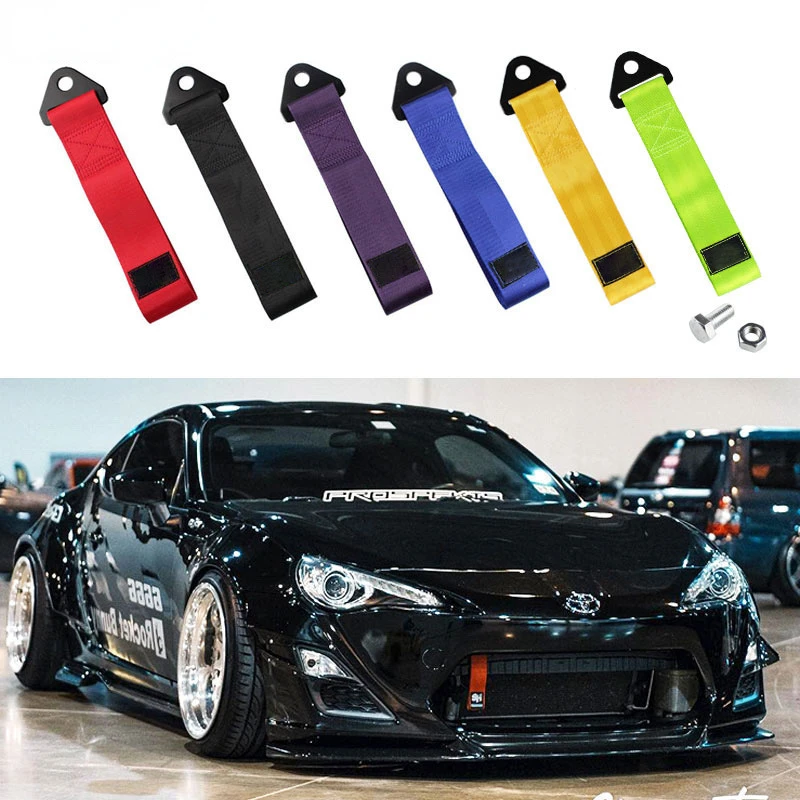 High Strength Car Nylon Tow Strap Car Tow Ropes Trailer Ropes Bumper Trailer Max 2 Tons Towing Strap With Nut Auto Accessories