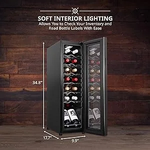 Ivation wine cooler Soft interior lighting